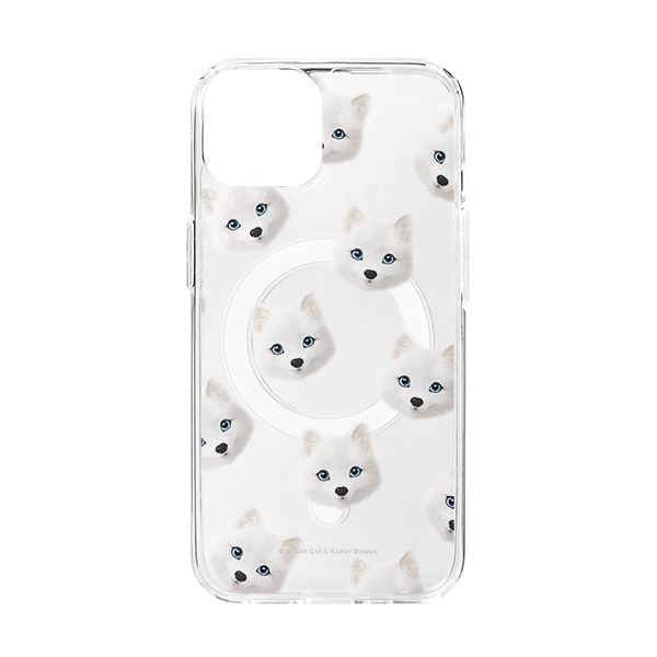 Polly the Arctic Fox Face Patterns Clear Gelhard Case (for MagSafe)