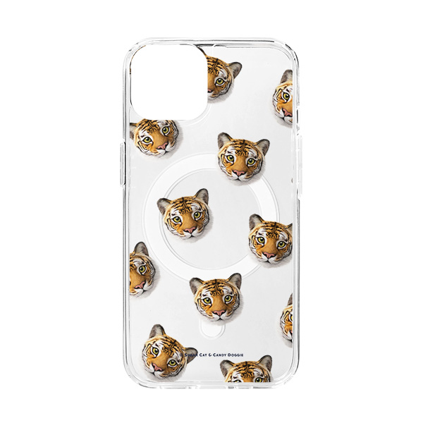 Tigris the Siberian Tiger Face Patterns Clear Gelhard Case (for MagSafe)