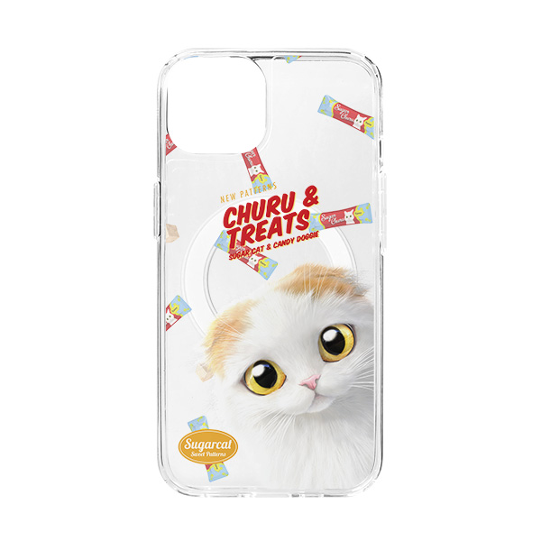 Coco the Highland Fold’s Churu &amp; Treats New Patterns Clear Gelhard Case (for MagSafe)