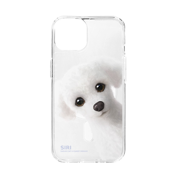 Siri the White Poodle Peekaboo Clear Gelhard Case (for MagSafe)
