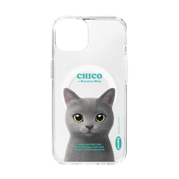 Chico the Russian Blue Retro Clear Gelhard Case (for MagSafe)