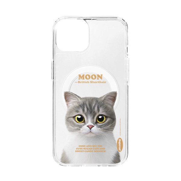 Moon the British Cat Retro Clear Gelhard Case (for MagSafe)