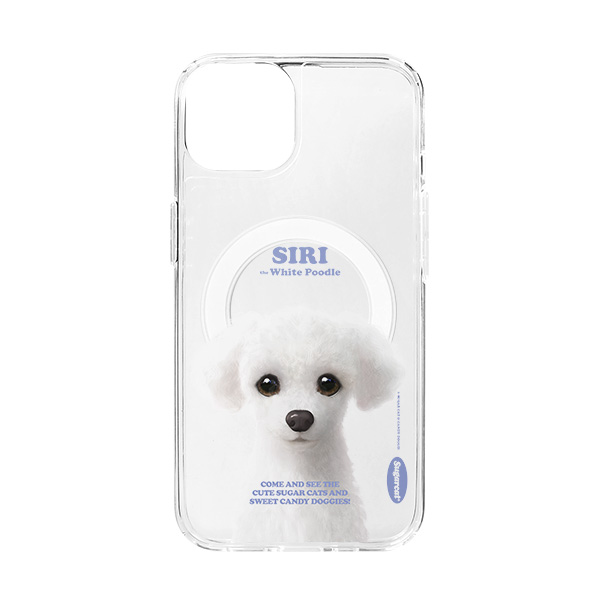 Siri the White Poodle Retro Clear Gelhard Case (for MagSafe)