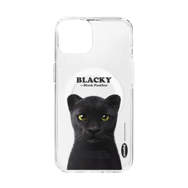 Blacky the Black Panther Retro Clear Gelhard Case (for MagSafe)