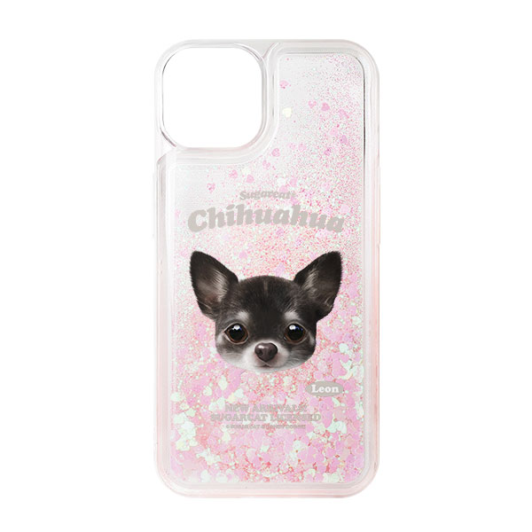 Leon the Chihuahua TypeFace Aqua Glitter Case