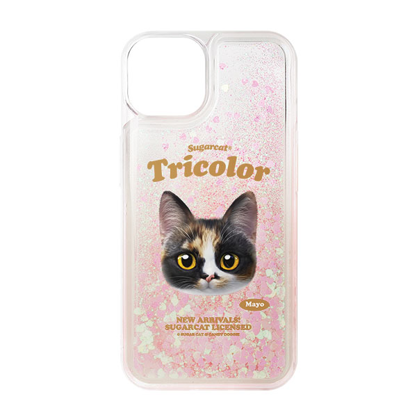 Mayo the Tricolor cat TypeFace Aqua Glitter Case