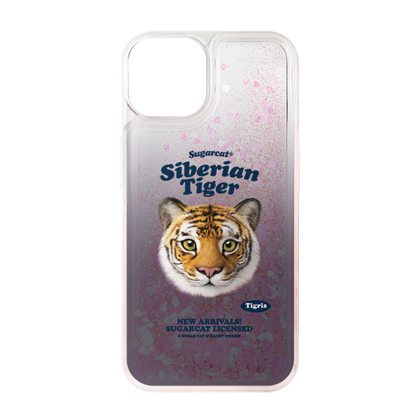 Tigris the Siberian Tiger TypeFace Aqua Glitter Case