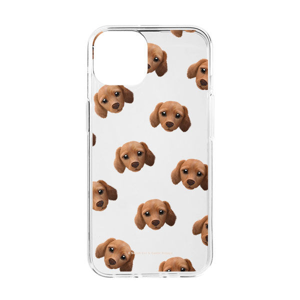 Baguette the Dachshund Face Patterns Clear Jelly/Gelhard Case
