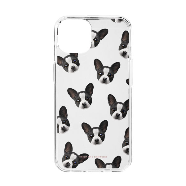 Franky the French Bulldog Face Patterns Clear Jelly/Gelhard Case
