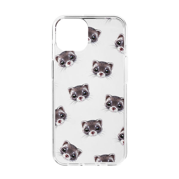 Jusky the Ferret Face Patterns Clear Jelly Case