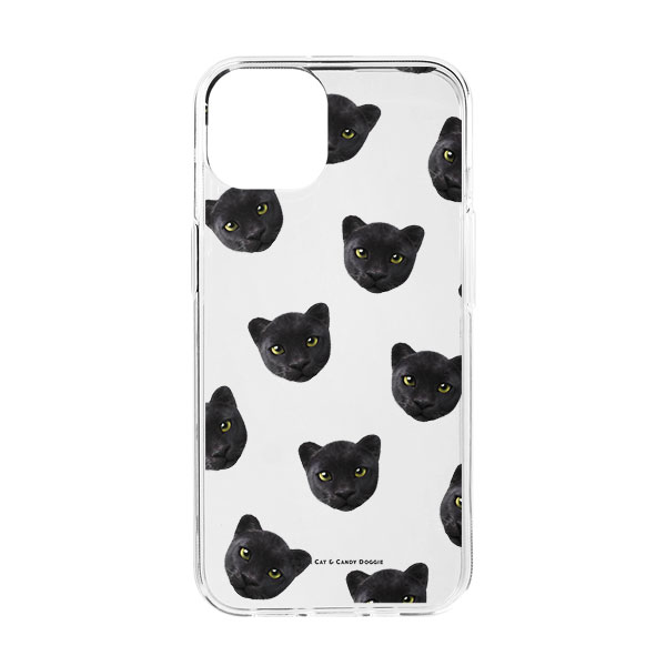 Blacky the Black Panther Face Patterns Clear Jelly Case