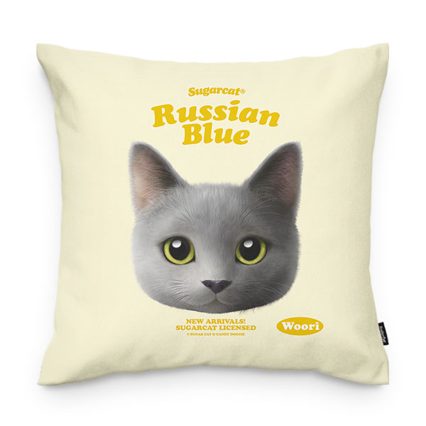 Woori the Russian Blue TypeFace Throw Pillow