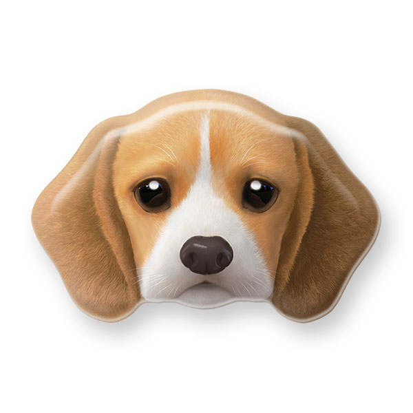 Bagel the Beagle Face Shape Epoxy Tok