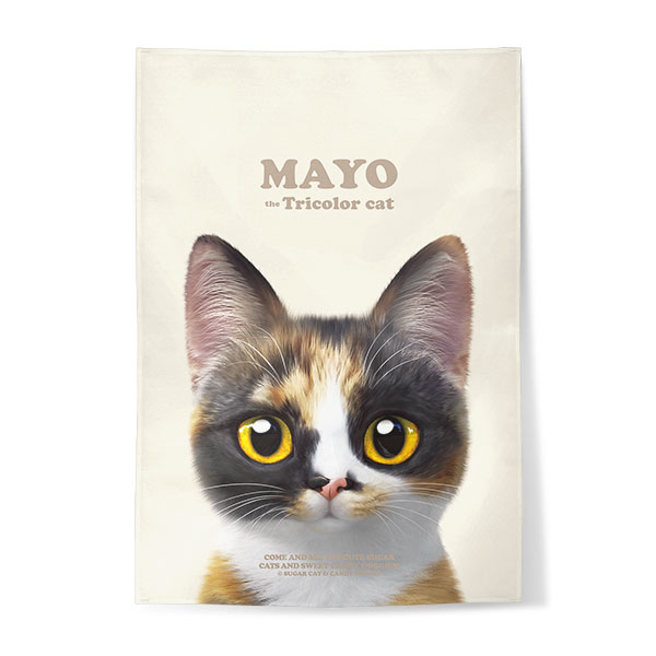 Mayo the Tricolor cat Retro Fabric Poster