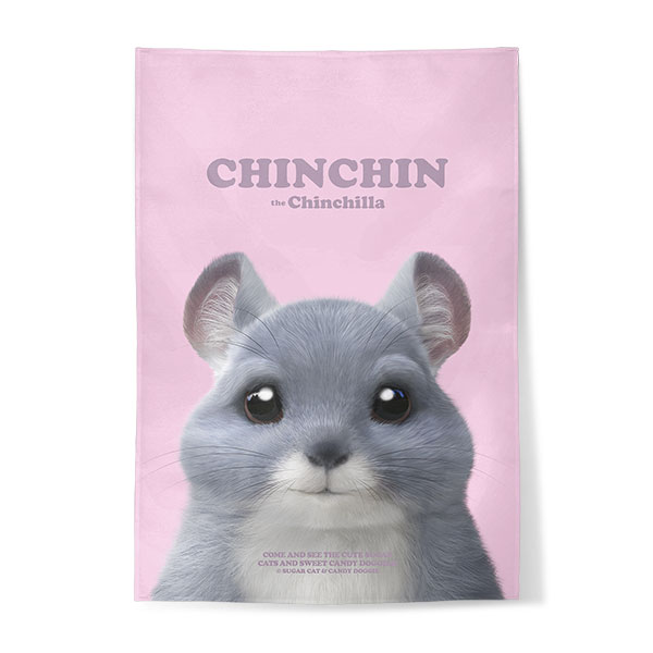 Chinchin the Chinchilla Retro Fabric Poster