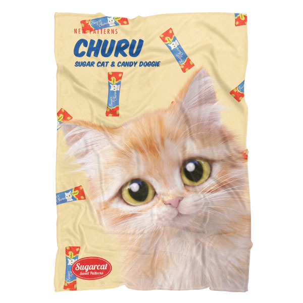 Raon the Kitten’s Churu New Patterns Fleece Blanket