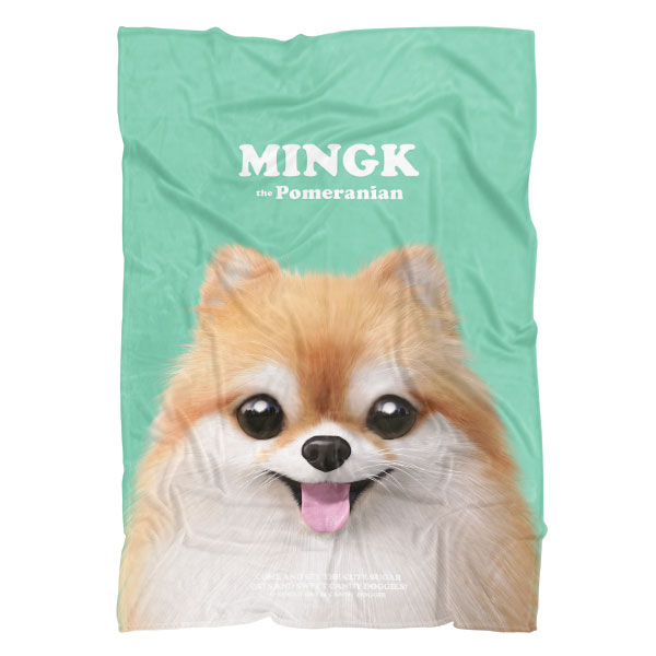 Mingk the Pomeranian Retro Fleece Blanket