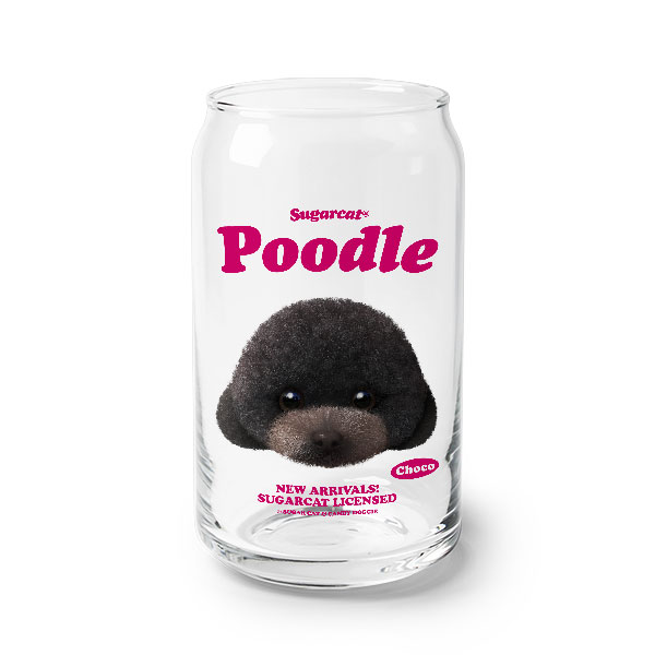 Choco the Black Poodle TypeFace Beer Can Glass
