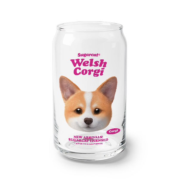 Corgi the Welsh Corgi TypeFace Beer Can Glass