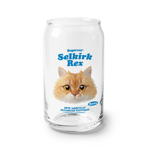 Hodu the Selkirk Rex TypeFace Beer Can Glass
