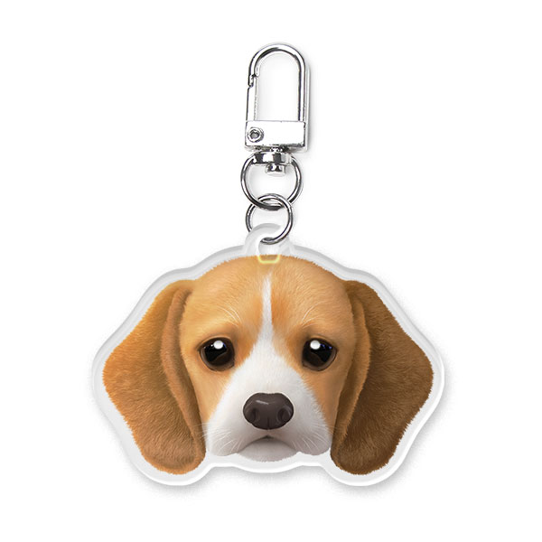 Bagel the Beagle Face Acrylic Keyring