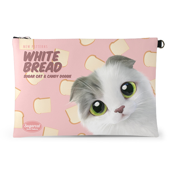 Duna’s White Bread New Patterns Leather Clutch (Flat)