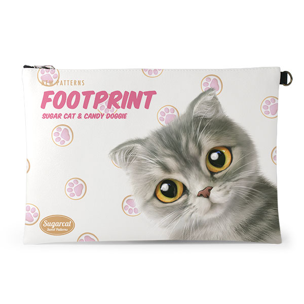 Rion’s Footprint Cookie New Patterns Leather Clutch (Flat)