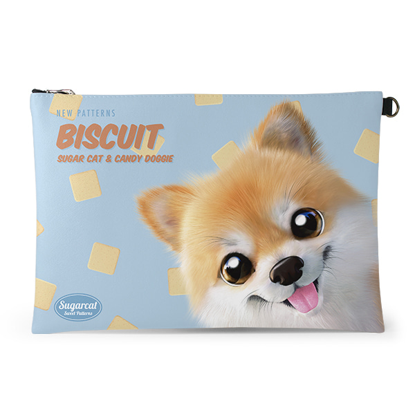Tan the Pomeranian’s Biscuit New Patterns Leather Clutch (Flat)
