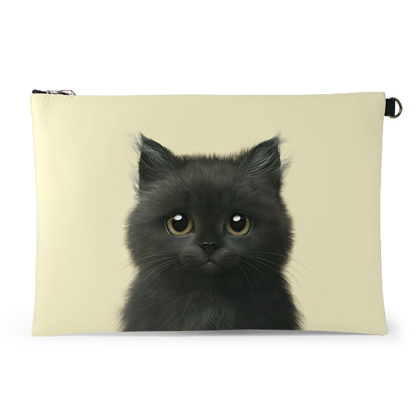 Reo the Kitten Leather Clutch (Flat)