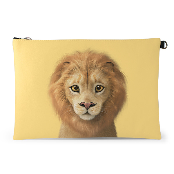 Lager the Lion Leather Clutch (Flat)