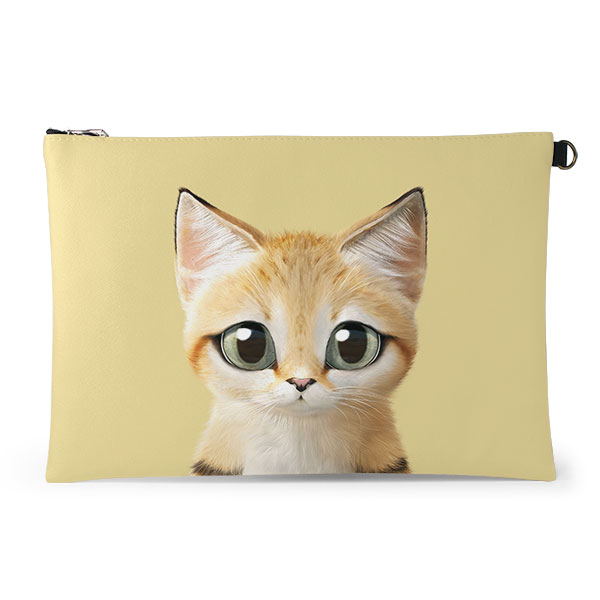 Sandy the Sand cat Leather Clutch (Flat)