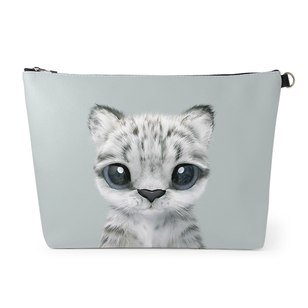 Yungki the Snow Leopard Leather Clutch (Triangle)