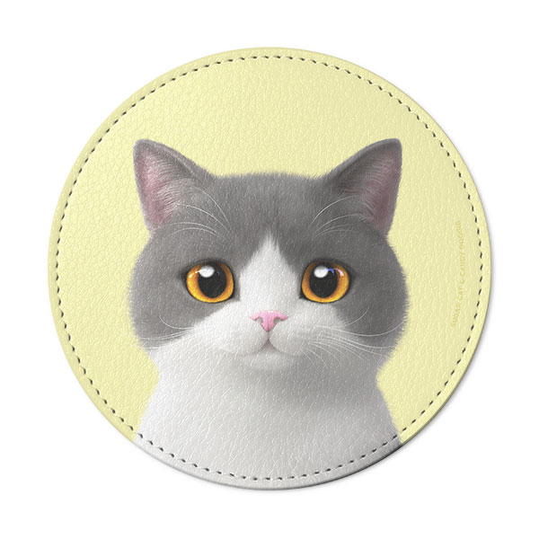 Max the British Shorthair Leather Coaster
