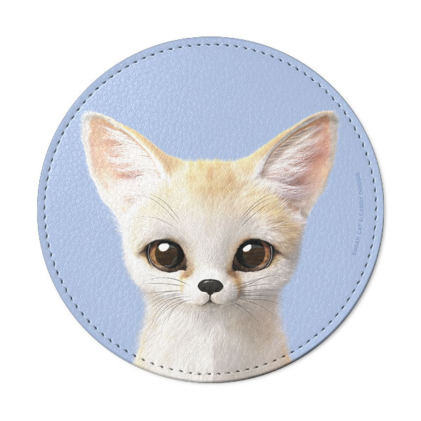 Denny the Fennec fox Leather Coaster
