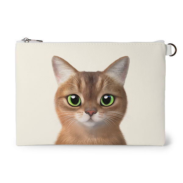 Nene the Abyssinian Leather Flat Pouch