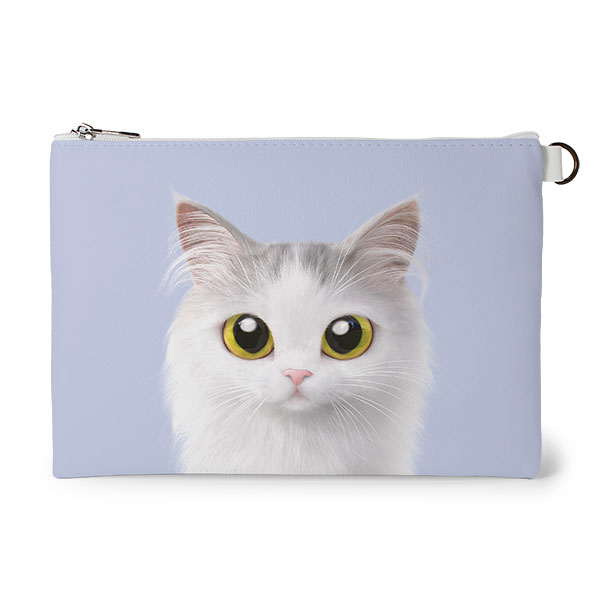 Rangi the Norwegian forest Leather Flat Pouch