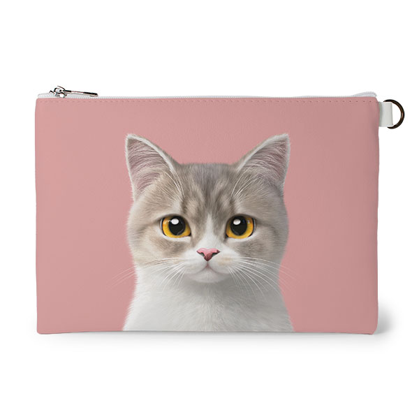 Winter the Munchkin Leather Flat Pouch