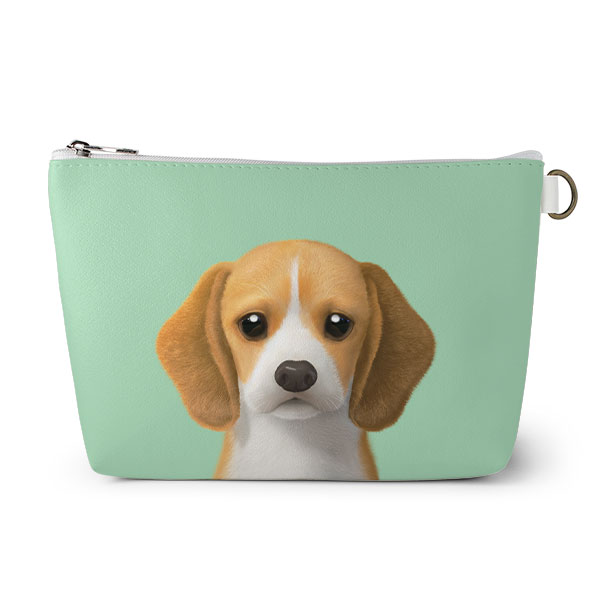 Bagel the Beagle Leather Triangle Pouch