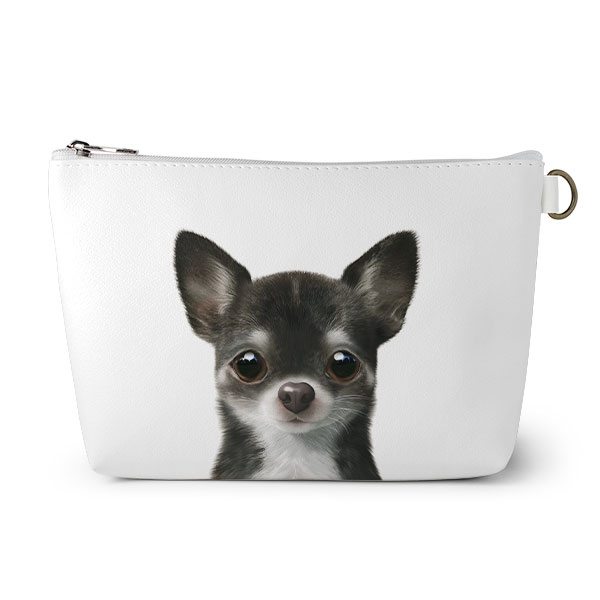 Leon the Chihuahua Leather Triangle Pouch