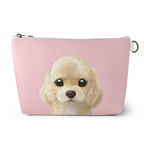 Momo the Cocker Spaniel Leather Triangle Pouch