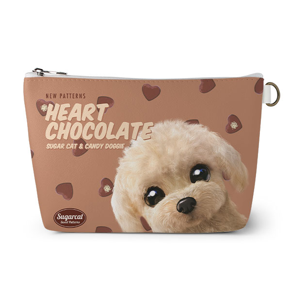 Renata the Poodle’s Heart Chocolate New Patterns Leather Triangle Pouch