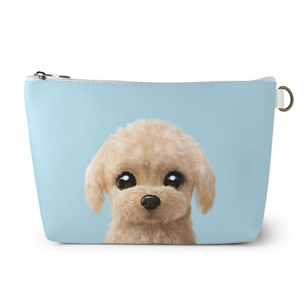 Renata the Poodle Leather Triangle Pouch