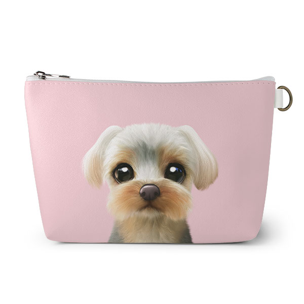 Sarang the Yorkshire Terrier Leather Triangle Pouch