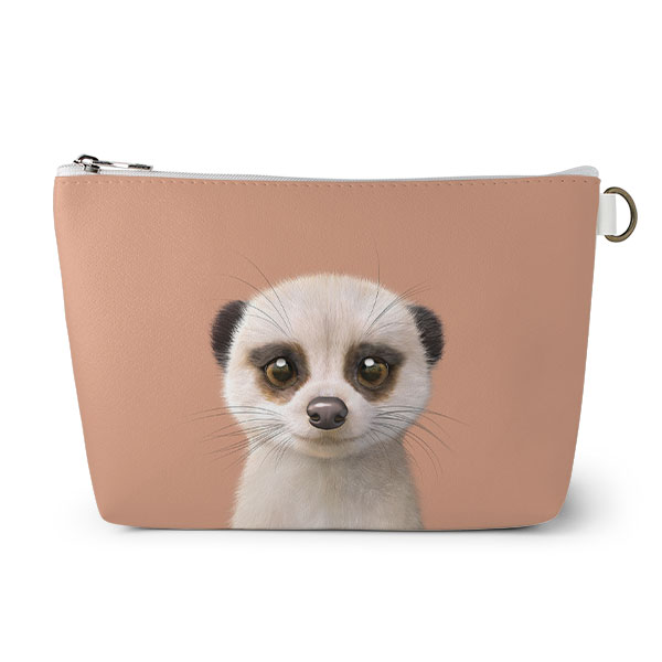 Mia the Meerkat Leather Triangle Pouch