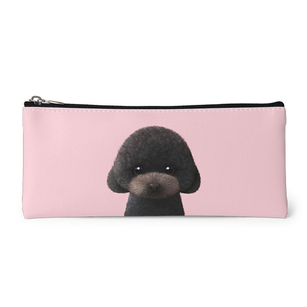 Choco the Black Poodle Leather Pencilcase