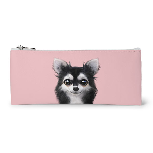 Cola the Chihuahua Leather Flat Pencilcase