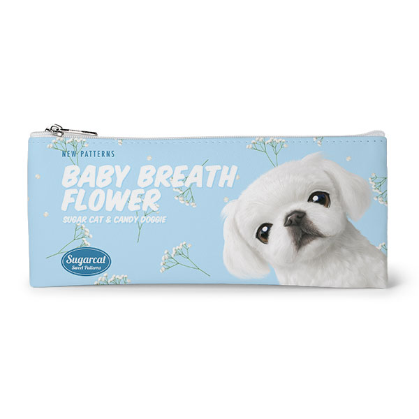 Happy’s Baby Breath Flower New Patterns Leather Flat Pencilcase