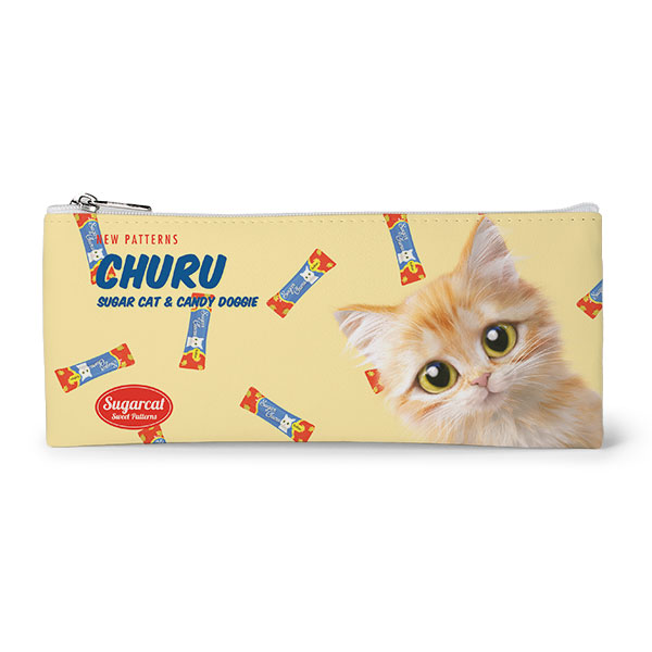 Raon the Kitten’s Churu New Patterns Leather Flat Pencilcase