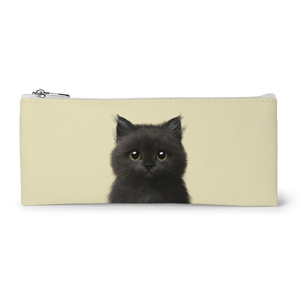 Reo the Kitten Leather Flat Pencilcase