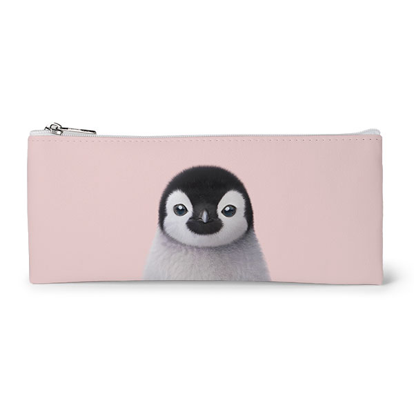 Peng Peng the Baby Penguin Leather Flat Pencilcase